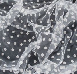 Tyl šatový sametový flock velký bílý