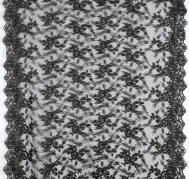 Krajka na jemném tylu květy černá