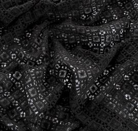 Krajka hrubá geometrický vzor čtverec černá