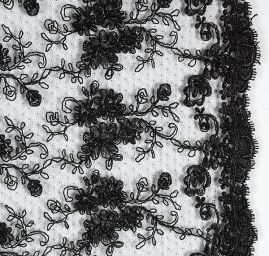 Krajka tylová romantický květinový vzor černá