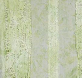 Šifon plise krajková aplikace s batikou pastel zelený