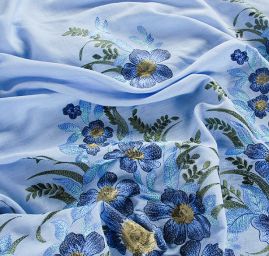 Ramie výšivka modrá