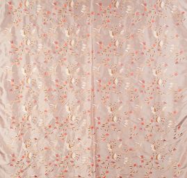 Vyšívaný taft s květy pastel růžová