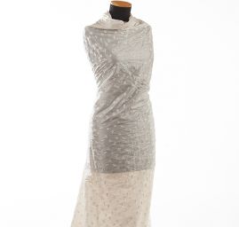 Vyšívaný taft drobný květinový vzor slonová kost