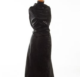 Taft s aplikacemi a výšivkou černý