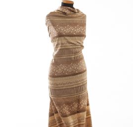 Krešovaný taft žakárový vzor pastel žlutá/béžová