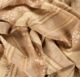 Krešovaný taft žakárový vzor pastel žlutá/béžová