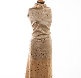 Vyšívaný taft drobný květinový vzor béžová/vínová