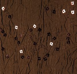 Taft květinová výšivka/flitry tm.hnědý