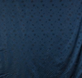 Taft žakár hladký jemný květinový vzor modro/černý