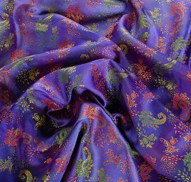 Látka brokát orientální motiv fialová