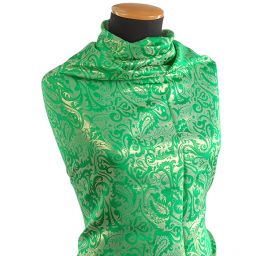 Brokát paisley motiv zeleno/zlatý