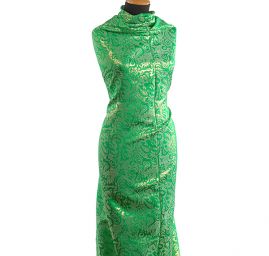 Brokát paisley motiv zeleno/zlatý
