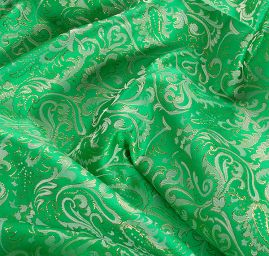 Brokát paisley motiv zeleno/zlatý