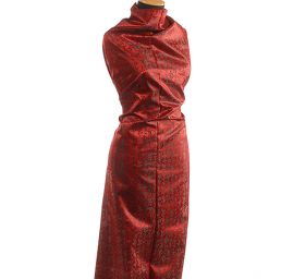 Látka brokát orientální motiv červená