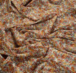 Jemná pružná látka květinový motiv tyrkysová/smetana