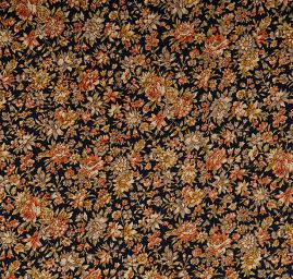 Jemná pružná látka květinový motiv hnědá/tm.modrá