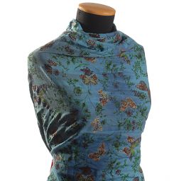 Bavlněná látka vzor batika/motýlci modrá