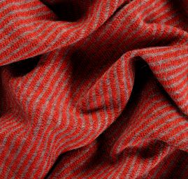 Vlněná kostýmová látka červenošedý proužek