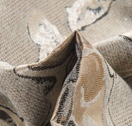 Brokát lamé květinový vzor béžovéhnědý