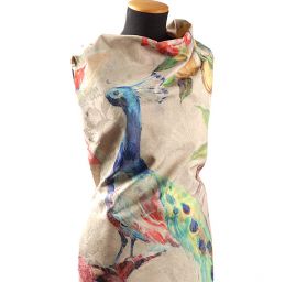 Žakárová látka digitální tisk páv