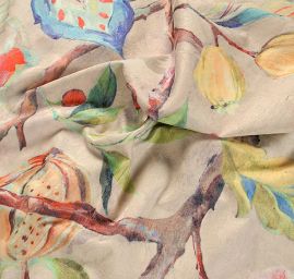 Žakárová látka digitální tisk páv