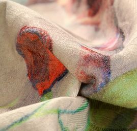 Žakárová látka digitální tisk páv