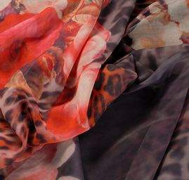 Šifon digitální tisk zvířecí motiv kombinace s květy