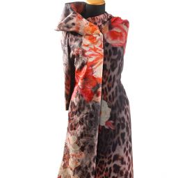 Šifon digitální tisk zvířecí motiv kombinace s květy