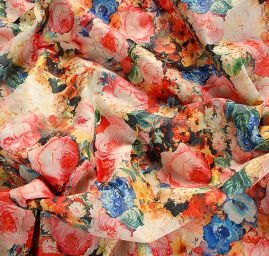 Žakárová látka digitální tisk růže