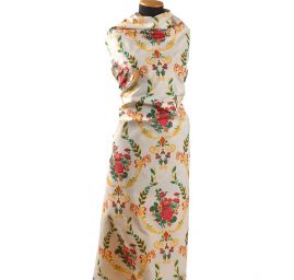 Žakárová látka digitílní tisk motiv květů 