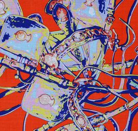 Šatka oranžová / modrá