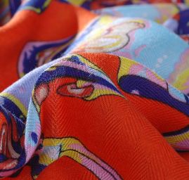 Šatka oranžová / modrá