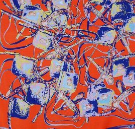 Šatka oranžová / modrá