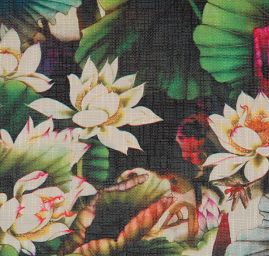 Imitace buretu digitální tisk motiv leknínu a vážky