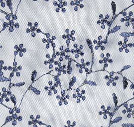 Krajka tylová drobná výšivka tmavě modrá