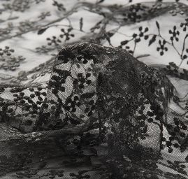 Krajka tylová drobná výšivka černá