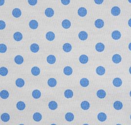 Bavlněné plátno modrý puntík bílý podklad