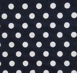 Bavlněné plátno bílý puntík tm.modrý podklad
