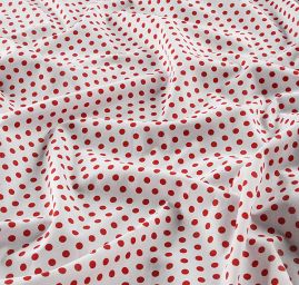 Bavlněné plátno červený puntík bílý podklad