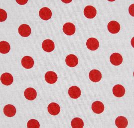 Bavlněné plátno červený puntík bílý podklad
