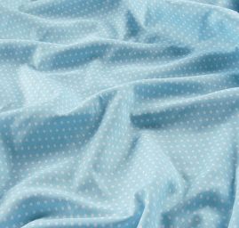 Bavlněné plátno bílý puntík sv.modrý podklad II.jakost