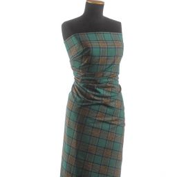 Len pružný košilový vzor tartan zlený