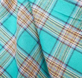 Len pružný košilový vzor tartan zlený