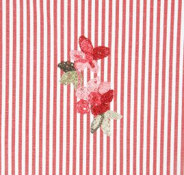 Bavlněná košilovka červený proužek výšivka květy