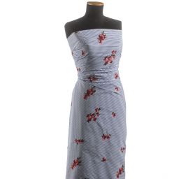 Bavlněná košilovka modrý proužek výšivka květy