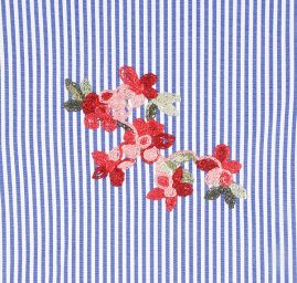 Bavlněná košilovka modrý proužek výšivka květy