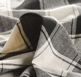 Len pružný viskoza směs vzor kostek černobílý