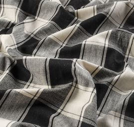 Len pružný viskoza směs vzor kostek černobílý