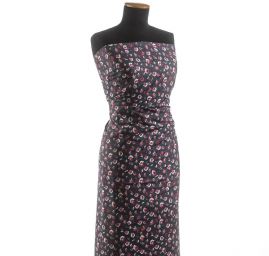 Riflovina jemná košilovka tisk květy červenomodrá